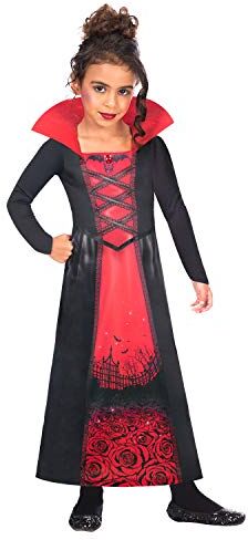 amscan Costume Vampira in Materiali Riciclati e Sostenibili, per Bambina, Multicolore, 10-12 Anni