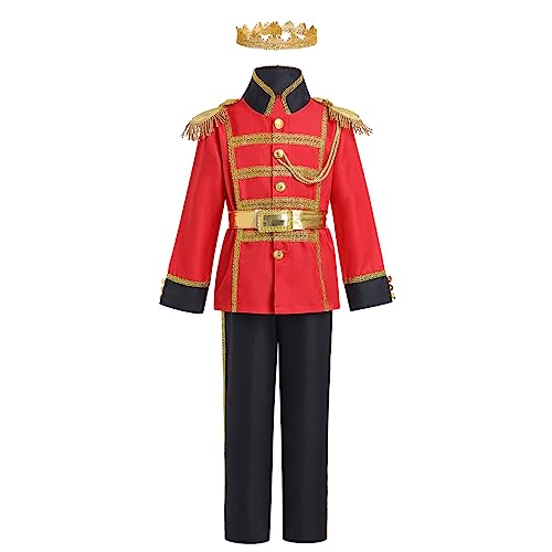 IMEKIS Ragazzi Costume da Principe Reale Costume da Principe Azzurro per Bambini Giacca a Maniche Lunghe Pantaloni Fantasia Medievale re Set Carnevale di Halloween Set da Festa di Ruolo