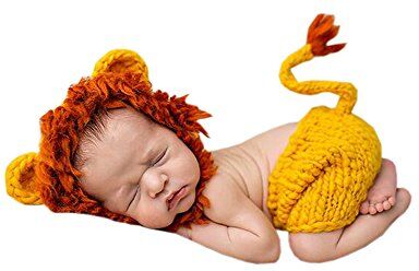 DELEY Unisex Bambino Leone Costume Neonato Vestiti del Vestito Foto Puntelli Crochet Knit Hat Pantaloni Set 0-6 Mesi