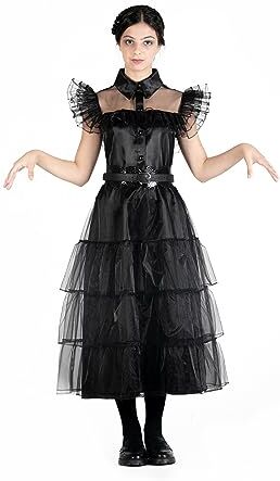 Ciao - Mercoledì Addams abito vestito ballo Rave'N Dance costume travestimento bambina ragazza originale Wednesday (Taglia XS)