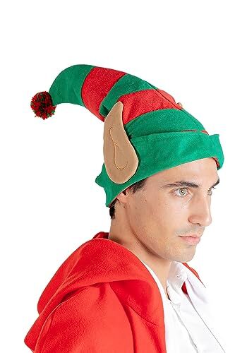 Ciao Cappello Elfo Natale con Orecchie, Colore Verde, Rosso, 1,