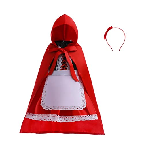Lito Angels Vestito Costume da Cappuccetto Rosso con Mantello con Cappuccio e Grembiule per Ragazza Taglia 12-13 anni