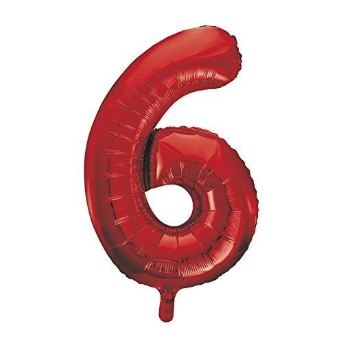 Unique Party  Palloncino Gigante Numero 6 86cm Rosso