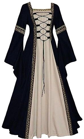 Generico Costume Dama Del Medievale Gotico Spalle Scoperte Costume Strega Donna Punk Vintage Vestito Medievale Vittoriano Vestiti Carnevale Cosplay Costume Principessa Sera Costume Da (#E-Black, M)