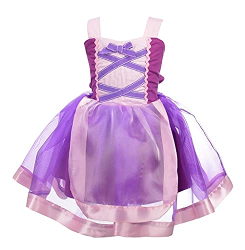 Lito Angels Vestito da Principessa Rapunzel Vestirsi Costumes da Festa per Bambina, Taglia 4-5 anni, Viola 221