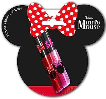 Coriex Set trucco 2 Lucidalabbra Disney Minnie per bambine e ragazze – 2 pezzi   Set bambina Perfetto per i pigiama party party  Regalo di compleanno per bambine