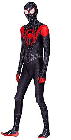 MYYLY Stampa 3D Tuta Cosplay Supereroe Miles Morales Costumi Carnevale di Halloween Avengers Tuta Vestito Operato per Feste Film Costume Puntelli,Black-Adult(170~180cm)