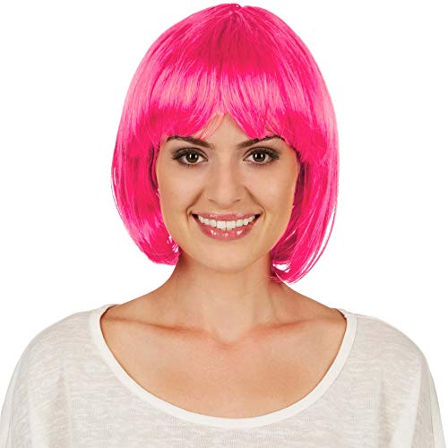 TecTake dressforfun 900262 Parrucca a Caschetto, Ottima per Carnevale e Feste a Tema (Rosa Fucsia)