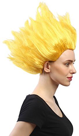 WIG ME UP 91062-PC2B Parrucca Donna Uomo Carnevale Halloween Cosplay Fiore Tulipano Diavolo di Fuoco Demone Loki Giallo Molto Cotonata