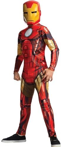 Rubie's Rubies – Avengers Ufficiale – Iron Man – Costume per bambini classico Iron Man – Taglia 7 – 8 anni – Costume da supereroe per bambini Marvel con tuta e maschera, ideale per Halloween, carnevale,