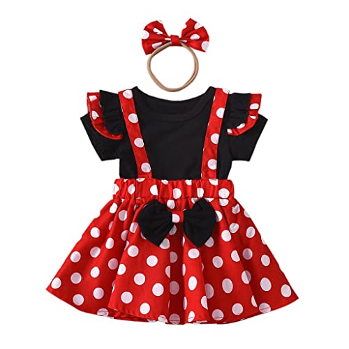 Lito Angels Vestito Costume Minnie Mouse con Fascia per Bambina, Taglia 2-3 Anni, Pois Rossi