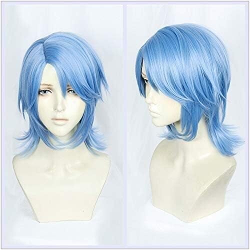 Uearlid 2022 Cos Wig Parrucca cosplay Aqua di Kingdom Hearts III Gioco di ruolo di Halloween Parrucca for costume cosplay di Halloween con capelli grigio-blu + berretto