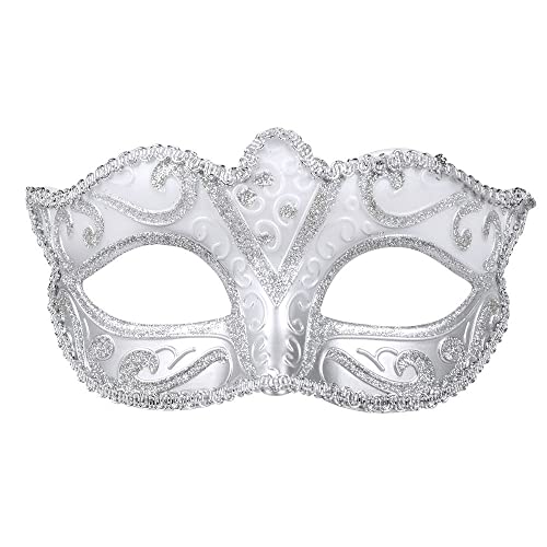 Boland Maschera occhi Venezia Felina, argento, banda elastica, ornamenti, ballo in maschera, Venezia, carnevale, festa a tema, costume