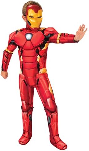 Rubie's Rubies Costume Iron Man Deluxe per bambino e bambina, Tuta con petto musculoso, copristivali e maschera, Ufficiale Marvel per Natale, Carnevale, Halloween e Cosplay