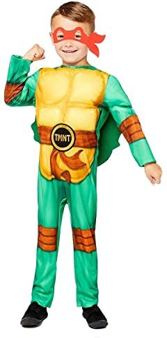 amscan Costume ufficiale di Nickelodeon Teenage Mutant Ninja Turtles 3-10 anni, Verde, giallo e rosso., 6-8 Anni