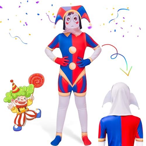 NHYDZSZ The Amazing Digital Circus Costume, Costume Bambino Digital Circus, Pomni Costumi Digital Circus, Pomni Cosplay The Amazing Digital Circus Costume per Carnevale Cosplay Festa Costume (110)