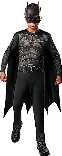 Rubie's DC Official THE BATMAN Costume per bambini fIlm The Batman, taglia 5-7 anni, colore nero, tuta a maniche lunghe, mantello con velcro e maschera