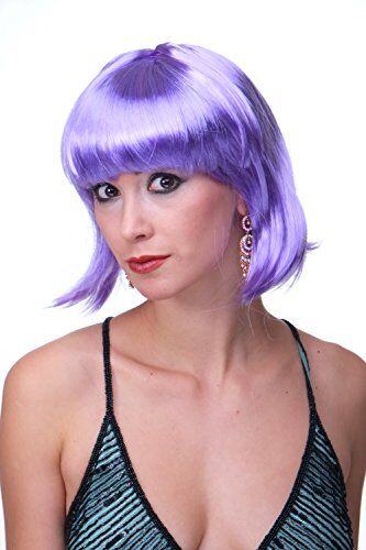 WIG ME UP Bellissimo Parrucca da Party, Caschetto, Porpora, Disco, Corta & Impertinente PW0114-P08