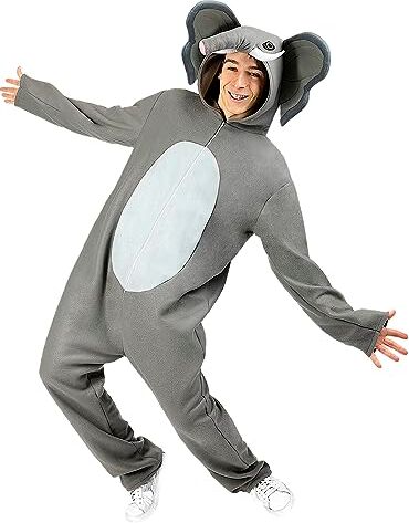 Funidelia Costume da Elefante per donna e uomo Animali Costume per Adulto e accessori per Feste, Carnevale e Halloween Taglia M L Grigio/Argentato