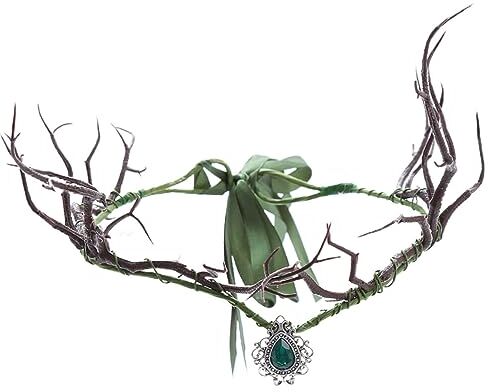 EXCEART Accessori Cosplay Bosco Corno Elfo Fiore Copricapo Bosco Foglia Tiara Cerchietto Foresta Natale Rinascimentale Faire Copricapo Accessorio Di Cerimonia Nuziale Cosplay