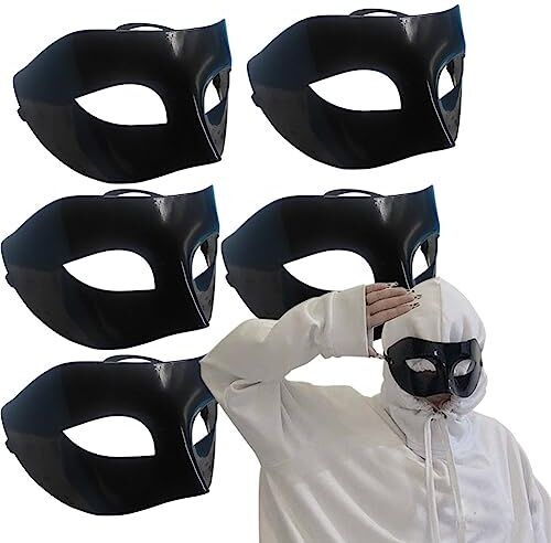 TempFoo Maschera Nera Uomo Donna Adulto Mezza Faccia Maschere Carnevale Veneziana Halloween Cosplay per Feste di Fine Anno Pasqua Giochi di Coppia The Sexy Mas 5 Pz