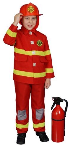 Dress Up America Set Costume Vigili Del Fuoco Rosso Con Casco Per Bambini Abito Da Vigile Del Fuoco Per Ragazzi Per Giochi Di Ruolo