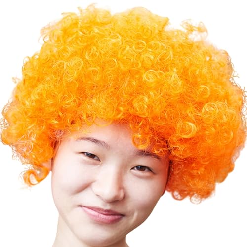 Generic Parrucca afro, costume di carnevale, vestito da festa, divertente folle parrucca da clown, colori assortiti BrU586 (arancione, taglia unica)