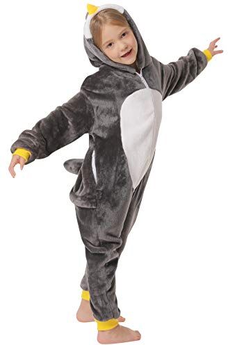 corimori (14+ Modelli Pigiama Animali Bambini Costume Kigurumi Tuta Animale Cosplay Carnevale, (130-150 cm), Pinguino,