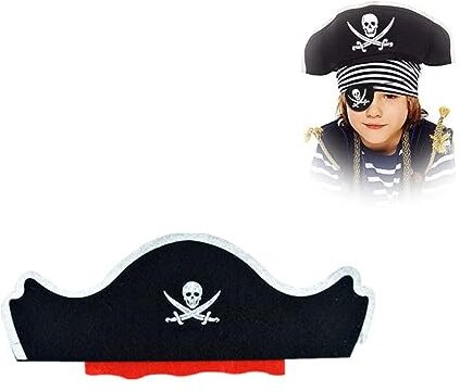 LJFEA 6pcs Pirata Cappello Feltro Accessori Pirata Bambino Regalo Compleanno Travestimento Costume Halloween Decorazioni Carnevale Festa a Tema Cosplay Ragazzi