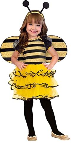 amscan 2-3 anni-1 pz Fly Bumble Bee Dress con ali staccabili e antenne Boppers-Età 1 PC ragazze, Giallo,