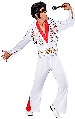 Rubie's Rubies Costume Elvis Deluxe per adulti, Abito completo, cintura e sciarpa, Ufficial Elvis Presley per Carnevale, Feste, Cosplay, Halloween