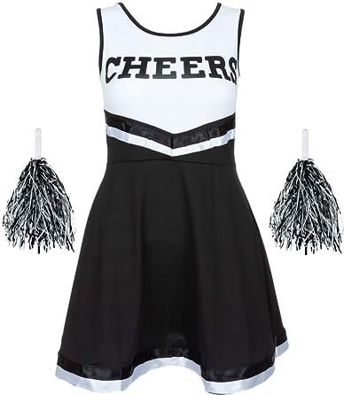 Redstar Fancy Dress Vestito Cheerleader con Pon Pon Cheerleader Cheerleader Costume Donna Costume Cheerleader da Donna Divisa Cheerleader Halloween Cheerleader