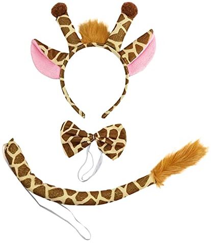 TSHAOUN 3 Pezzi Costume Giraffa Costume Carnevale Giraffa, Giraffa Fascia Bowtie Coda, Kit Carnevale, Set di Costumi Animali, per Carnevale Halloween Decorazioni per Feste