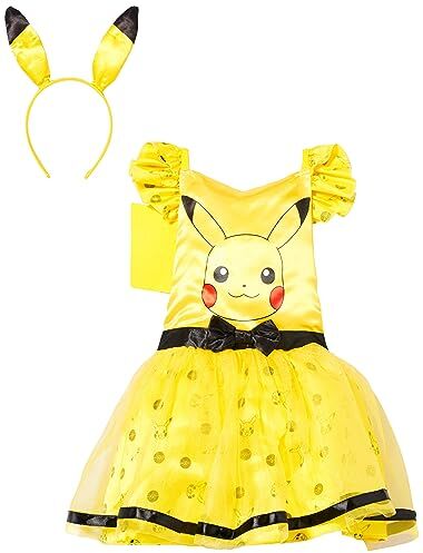 amscan - Costume Pokemon Pikachu per Bambine da 3 a 4 Ragazze, Multicolore, 3-4 anni,