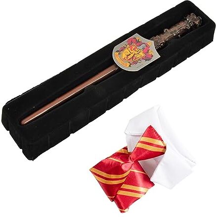 Ciao - Bacchetta Harry Potter (30cm) con Cravatta e Stemma Gryffindor in giftbox, Colore Marrone, Taglia Unica,