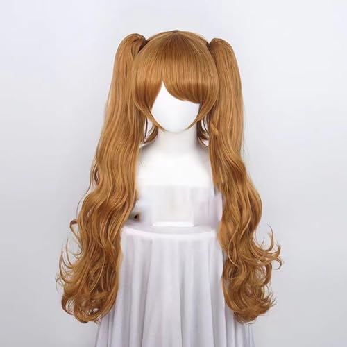 WCCNKK Parrucca Cosplay ONE PIECE Charlotte Pudding Parrucca, Capelli Ricci Castani Con Doppia Coda Di Cavallo, Halloween Costume Cosplay,Per Festa Carnevale Natale, Regalo Dell'anime