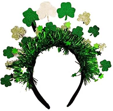 Greabuy Fascia verde irlandese Mardi GrasHeadband SaintPatrick Day Fascia irlandese Shamrock Fascia Glitter Carnevale Fascia Carnevale