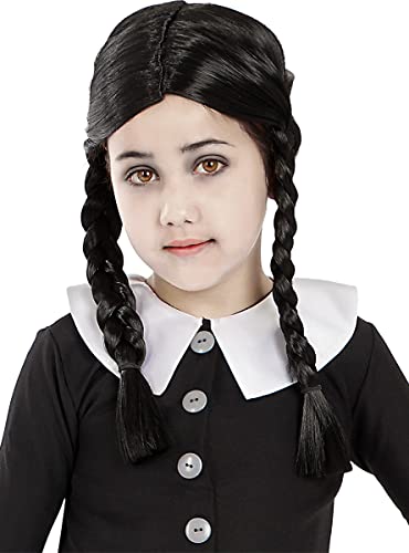 Funidelia Parrucca da Mercoledì Addams La Famiglia Addams per bambina Film di paura, Horror Accessori per bambini, accessorio per costume Nero