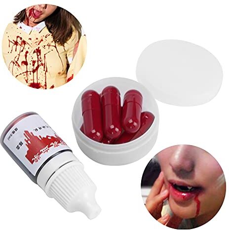 YUYTE Capsule di Sangue Finto, Gel di Sangue Coagulato Costume Cosplay Prop Party Accessori Trucco Accessori, per Sangue Teatrale, Halloween, Carnevale, Festa a Tema