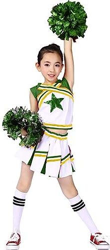 LOLANTA Costume da Ragazza Cheerleader, Carnevale o evento sportivo Fancy Dress Up con l'abito di Pom Poms, Verde, 170