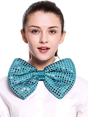 Inception Pro infinite Fiocco IT Papillon Grande Paillettes 24 x 18 cm Travestimento Carnevale Halloween Pagliaccio Clown Costume Accessori Azzurro Idea Regalo Natale Compleanno