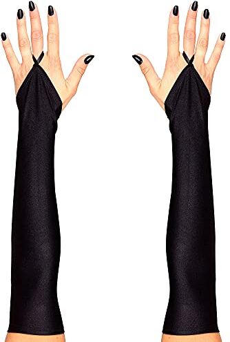 WIDMANN BLACK FINGERLESS SATIN GLOVES 43 cm" (One Size Fits Most Adult)