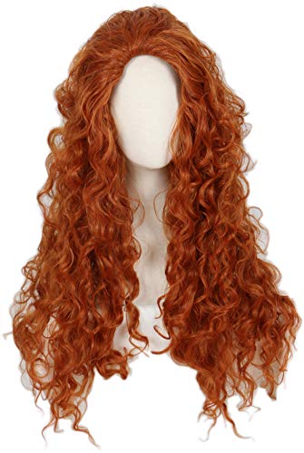 Linfairy , Parrucca con capelli lunghi ricci arancioni, per costume, Halloween, cosplay