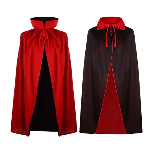 Anguxer Mantello da vampiro di Halloween, mantello vampiro nero rosso, costumi di Halloween mantello, per bambini o aulti Halloween dracula cosplay (150 cm) (90 CM)