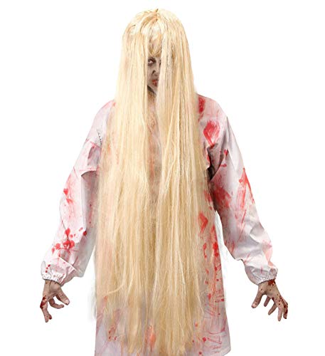 WIDMANN Parrucca Spirito Maligno Adulto Donna, Psycho, Horror, Dark, Halloween, Carnevale, Lunghezza 100 Cm, Taglia Unica, Colore Biondo