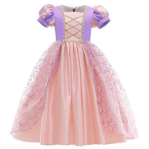 CinheyU Rapunzel Carnevale Costumi per Bambine Sofia Principessa Compleanno Abiti Ragazze Natale Halloween Cosplay Cerimonia Festa Tulle Vestito 6-7 anni