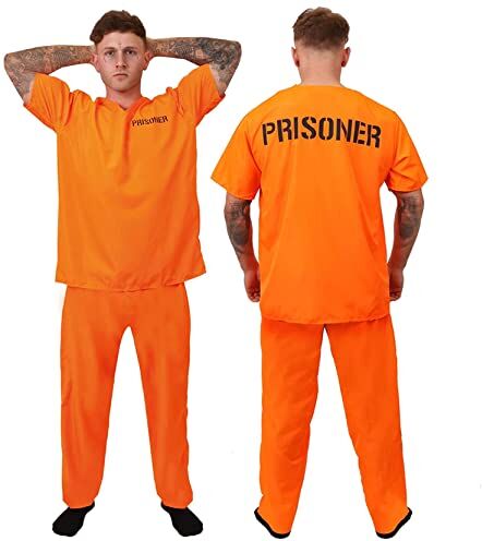 I LOVE FANCY DRESS LTD Costume da CARCERATO Arancione Unisex per Adulto. Costume da DETENUTO, Prigioniero, PIEDIPIATTI E RAPINATORI. Parte Superiore Arancione & Pantaloni (Taglia: XX-Grande)