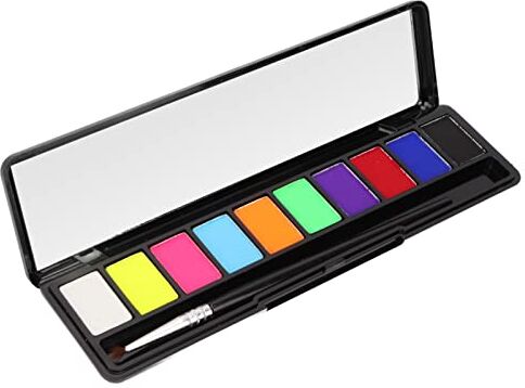 ZJchao 10 Colori per la Pittura del Corpo del Viso, Set di Palette per il Trucco di Halloween Palette per Body Art Luminose Colorate Impermeabili UV FX Party Artist per Bambini e Adulti (01)