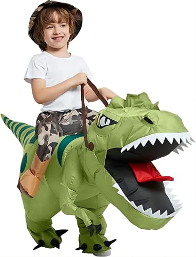 FXICH Costume da dinosauro gonfiabile per equitazione T Rex Air Blow up Funny Fancy Dress Party Halloween Costume per adulti 【Height Fit for 3.3-4.1ft/39.4-49.2inch】