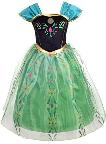 Lito Angels Costume da Incoronazione Principessa Anna per Bambina, Vestito da Regno di Ghiaccio, Taglia 2-3 Anni, Verde